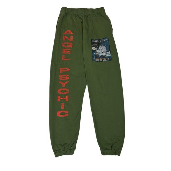 Boys Lie Pants - Boys Lie Angel Psychic V2 Sweatpants Olive Women's Small Loungewear Y2K